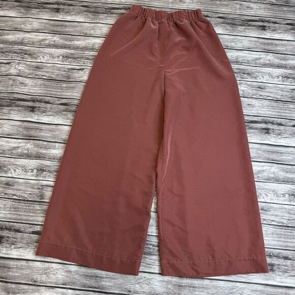 American Apparel Women's Dusty Rose Pink Wide Leg Pants S SM Small Elastic Waist - Picture 1 of 12